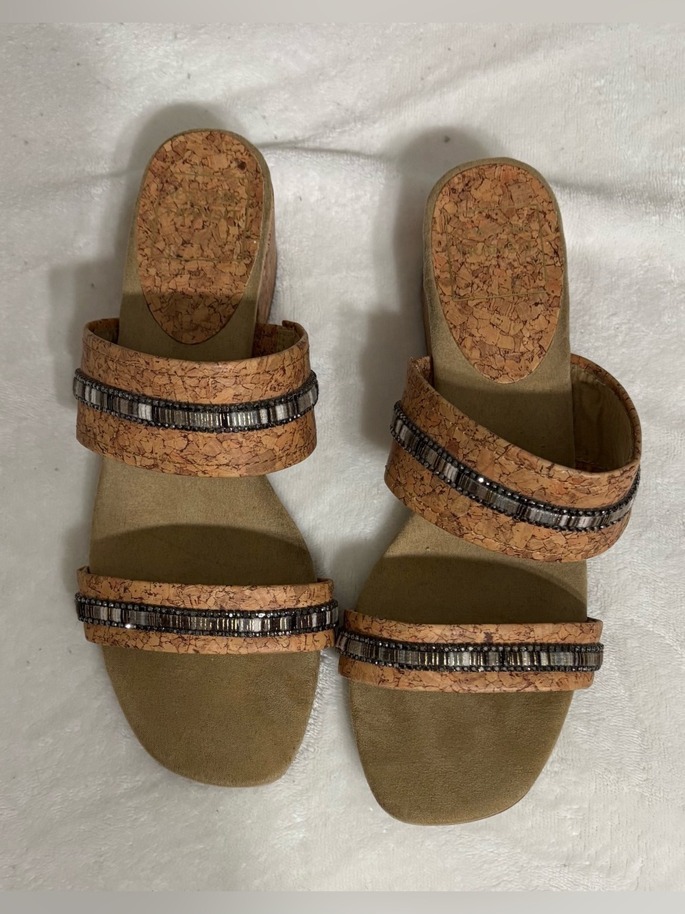 New York Transit Zippity Women’s Beaded Cork Sandals Size 8.5